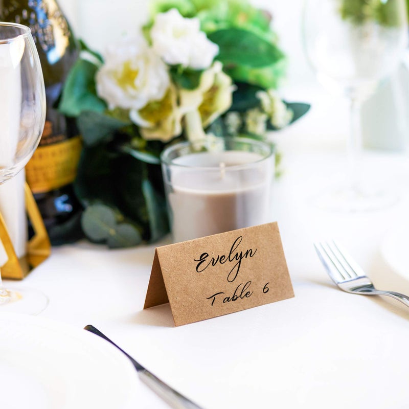 MATICAN Place Cards for Weddings, 100-Count Kraft Table Name Cards, Blank Rustic Tent Cards, Seating Placecards for Dinner Parties, Banquets, Events - Image 2